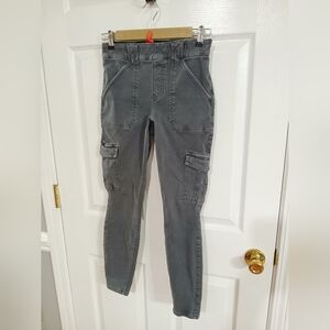 SPANX Gray Skinny Cargo Jeans Utility Workwear Slimming Casual Grunge Granola